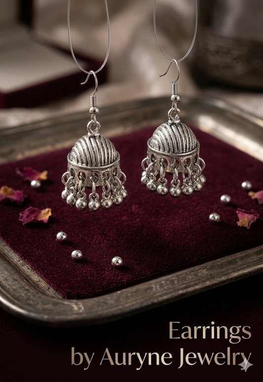AUR279- Silver Jhumka