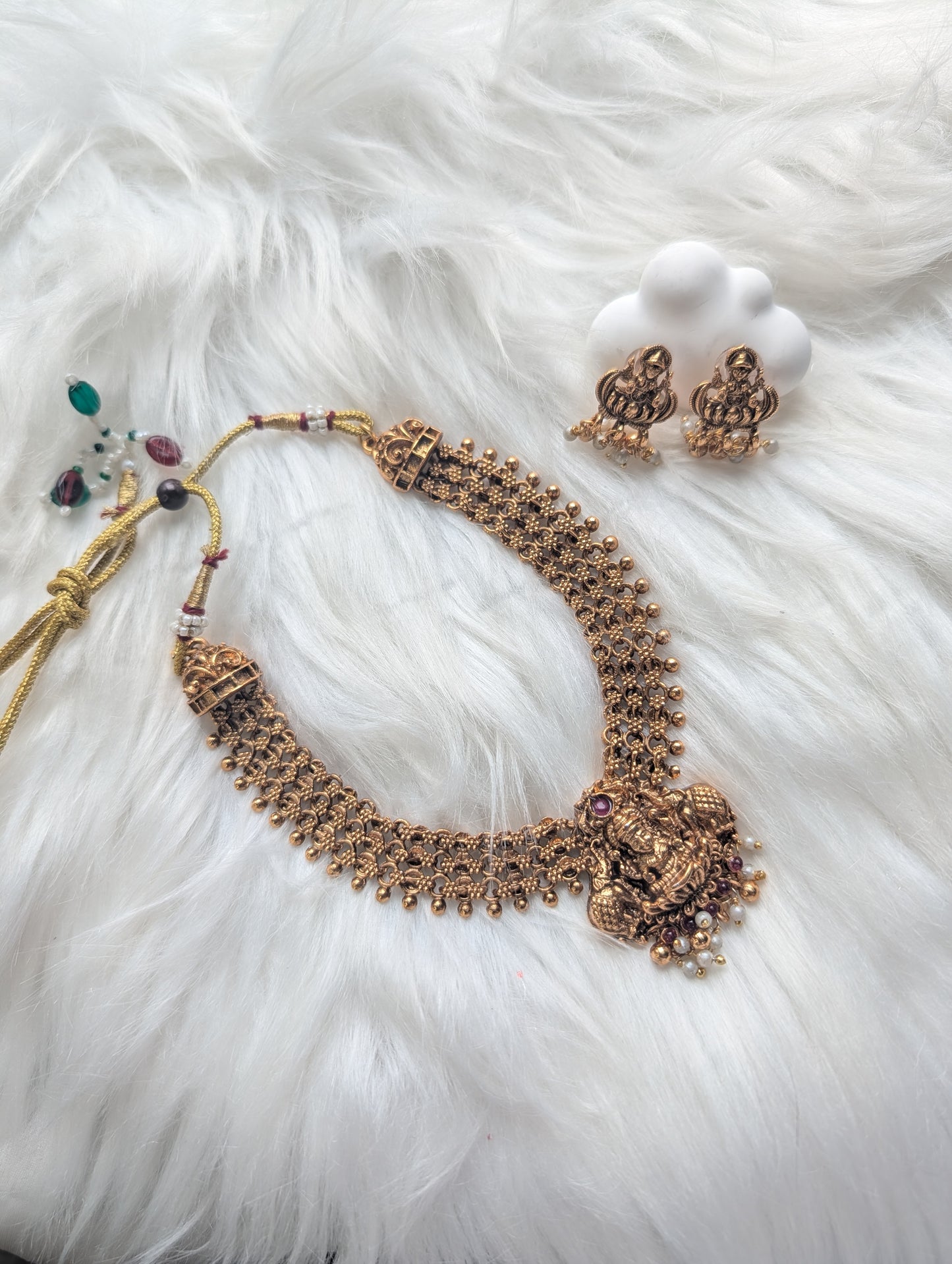 AUR0202- Temple Idol Necklace and Earring