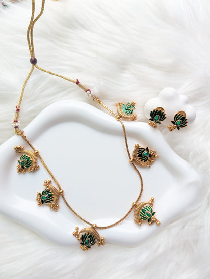 AUR0217- Moon Lotus Necklace and Earring