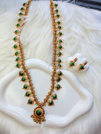 AUR050- Long Palakka Necklace and Earring