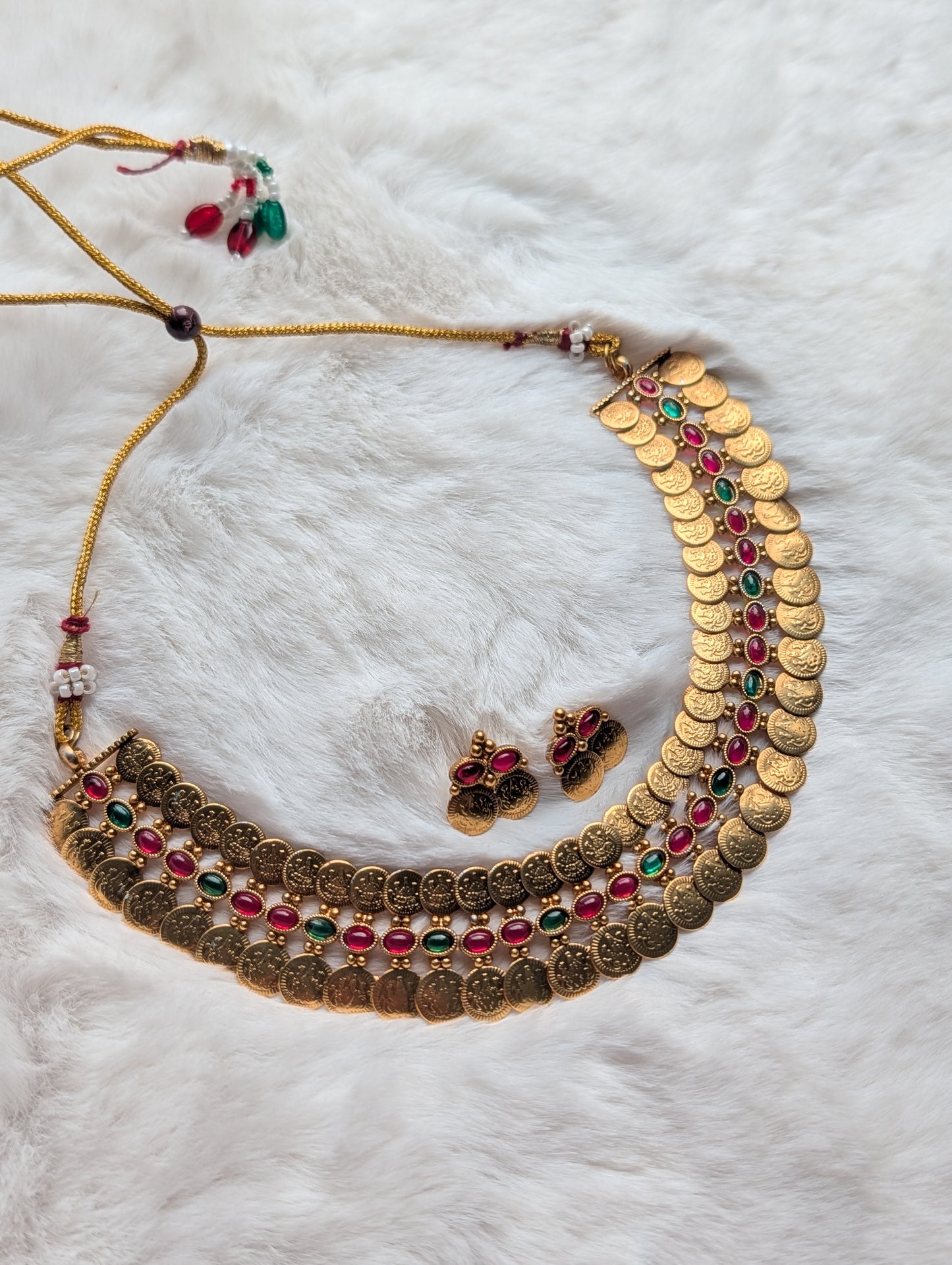 AUR235-   Coin Necklace and Earrings Set