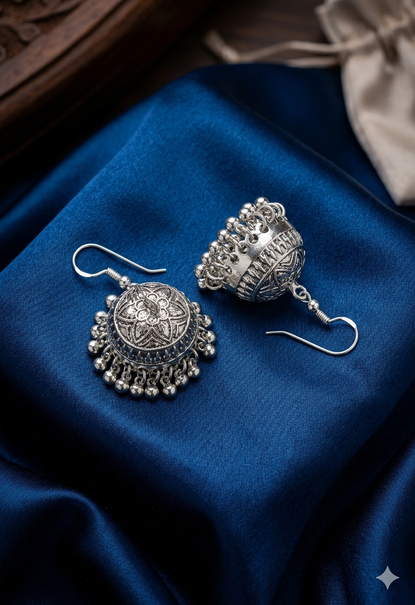 AUR270- Silver Jhumka
