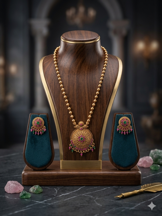 AUR241- Small Beads Necklace and Earrings Set