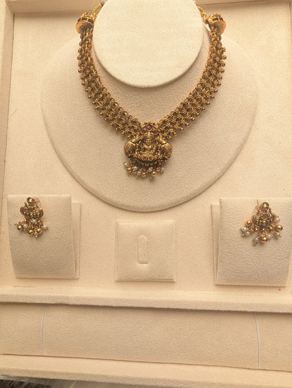 AUR0202- Temple Idol Necklace and Earring