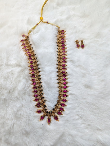 AUR087- Long Traditional  Necklace and Earring