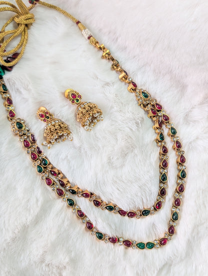 AUR236-   Double layer Necklace and Earrings Set