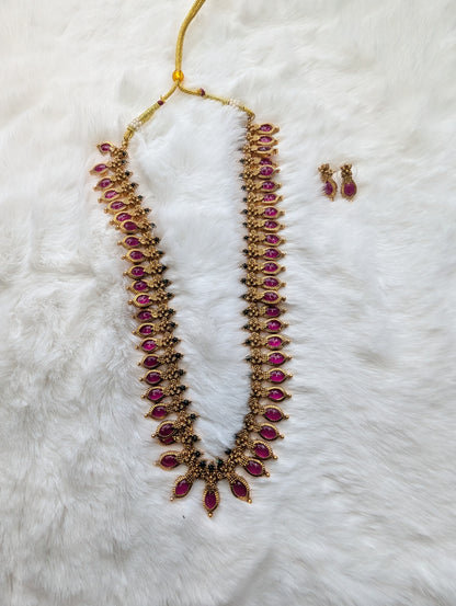 AUR087- Long Traditional  Necklace and Earring