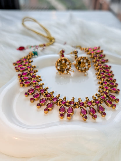 AUR063- Ruby Traditional Jewelry -Necklace and Earring